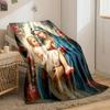 Virgin Mary Baby Jesus Roses Blanket  Printed Blanket for Living Room Bed Couch Lunch Break Soft Cozy Blanket for Friend's Festival Gift