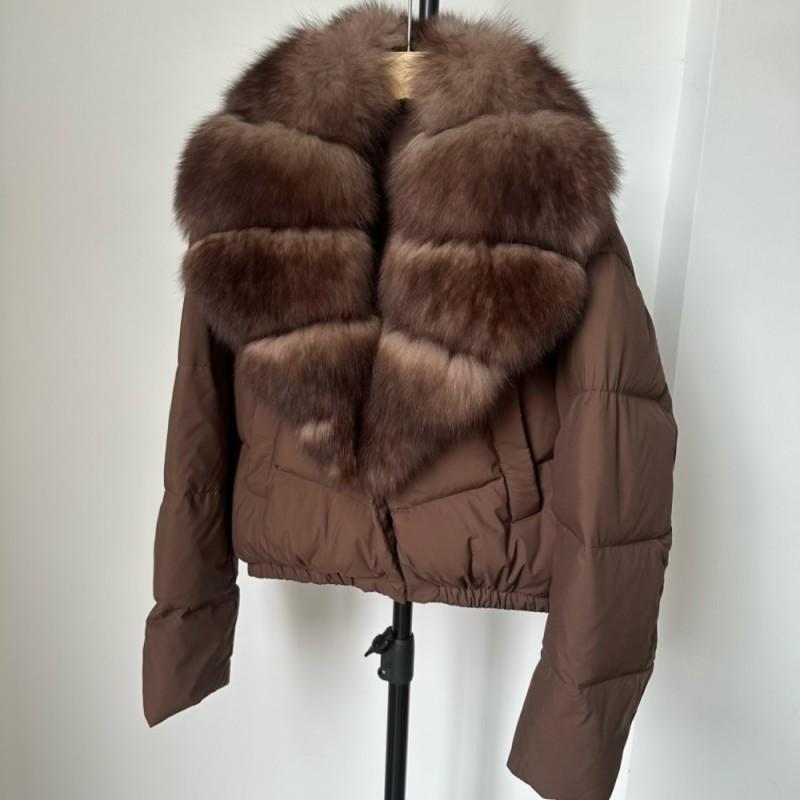 Womens Short Down Coat With Real Fox Fur Collar Lightweight Warm Winter Jacket Urban Commute Casual Wear