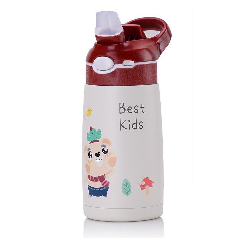400ML Kids Thermal Water Bottle Cartoon Animal Thermos Duck Billed Straw 316 Stainless Steel Vacuum Cup 400ml