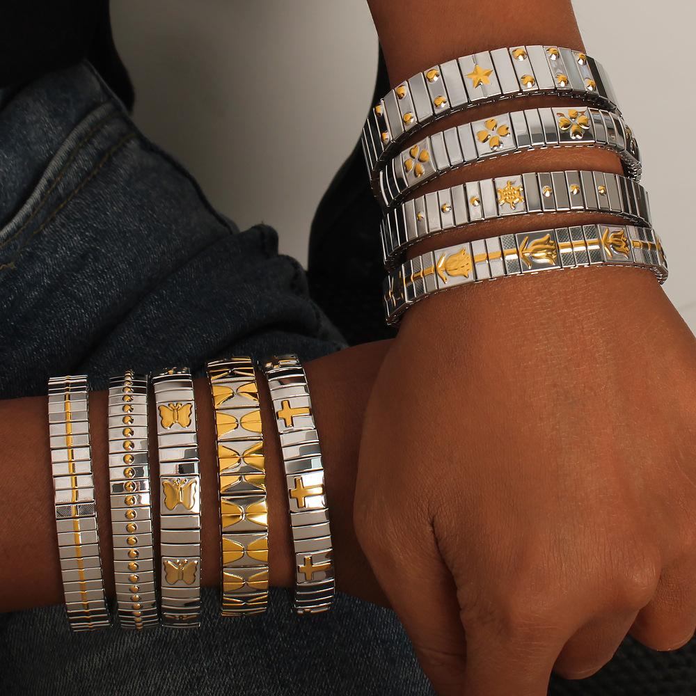 Modisches Edelstahlarmband für Männer und Frauen Abnehmbare elastische Kette Italienisches Charm-Armband