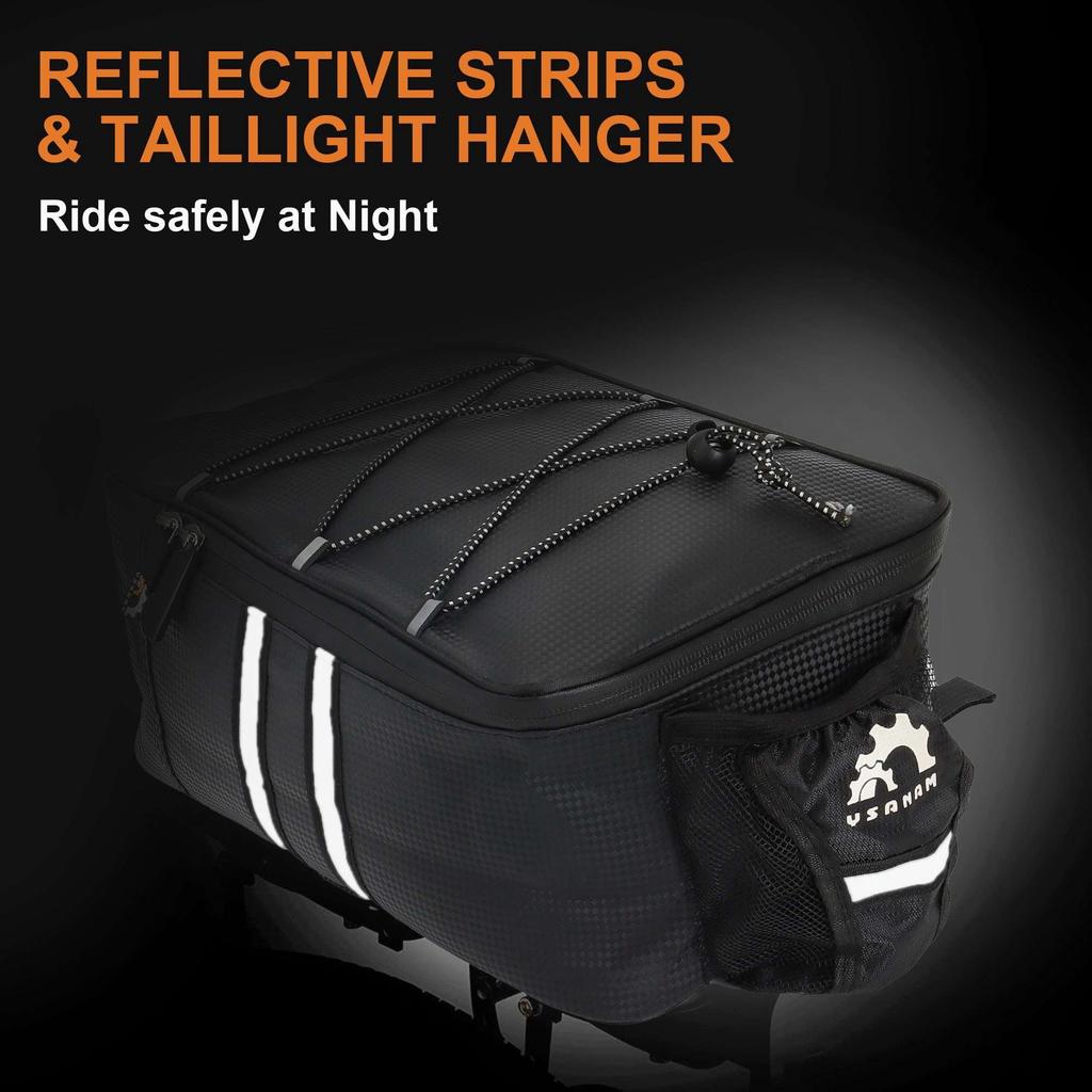 Bike Rear Seat Bag Trunk Bags Bike Panniers Waterproof Cycling Bag Rack 9L Bicycle Accessories Black