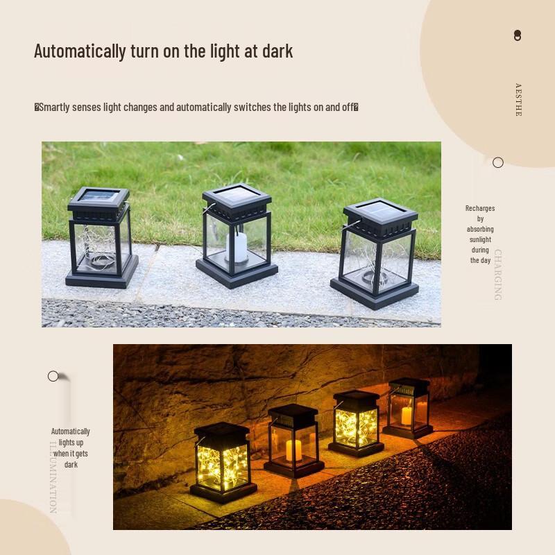 Solar Outdoor Garden Palace Lanterns with 4-Color LEDs (3-Pack)