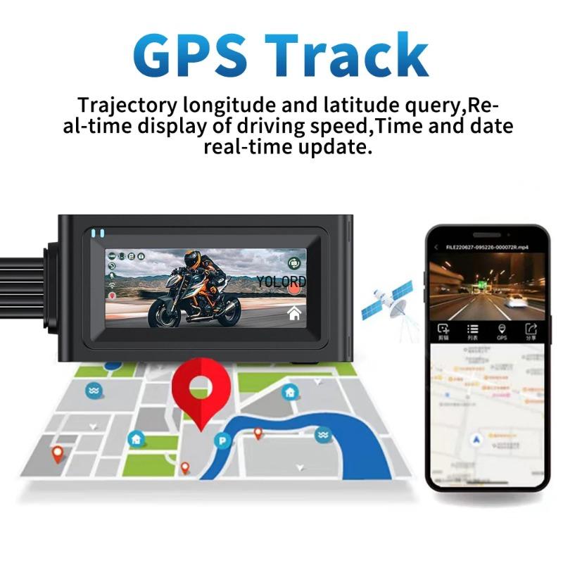 Waterproof Motorcycle Camera Recorder Touch Screen WiFi Dual 1080P Full HD Motor DVR Dash Cam Black GPS Box