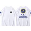 25 Plus Size Cotton Fbi Letter Printed T-shirt Military Style Cotton Jacket Short Sleeved Half Sleeved Casual Round Neck T-shirt