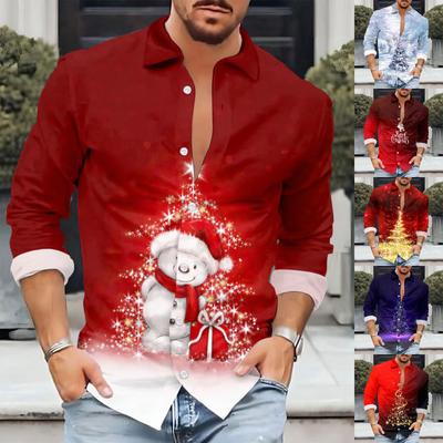 Långärmad lössittande långärmad julskjorta för män