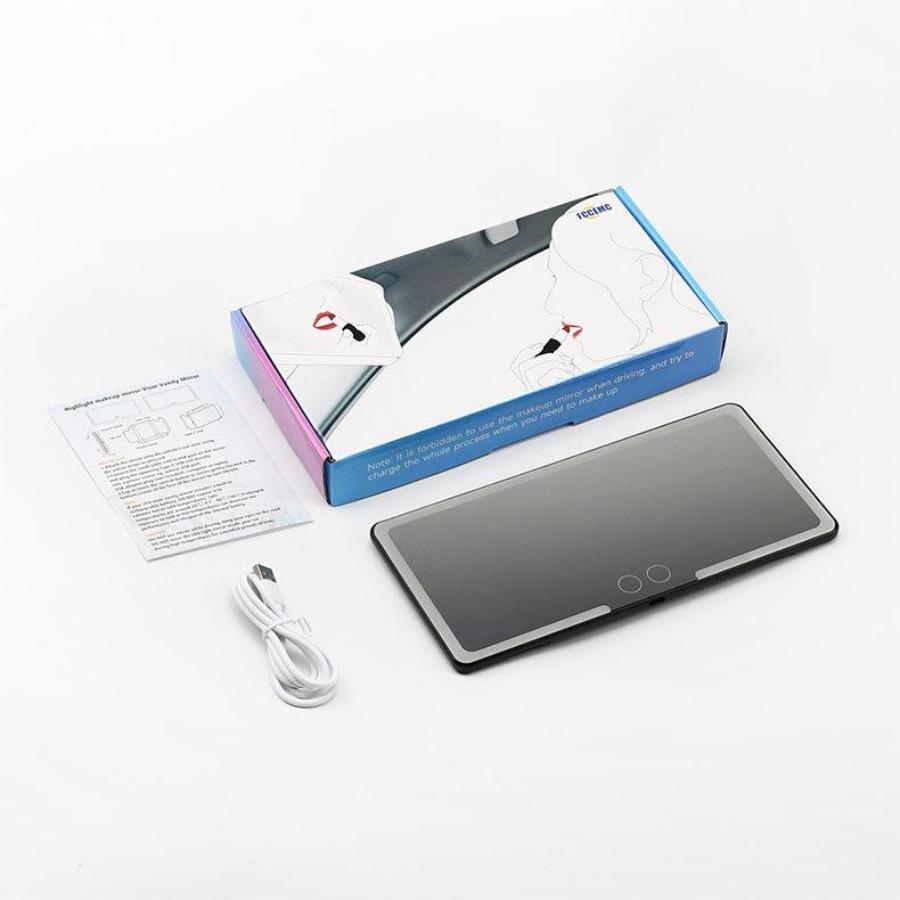 1pc Car LED Makeup Mirror HD Mirror Three Gear Adjustment Sun Visor Plate Interior RearMirror Dimmable Auto Vanity Mirror