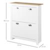 Mobiletto Portascale a 2 Cassetti Moderno Stretto Organizzatore in Legno per Corridoio con Ante a Ribalta Scaffale Regolabile per 6-12 Paia, Bianco