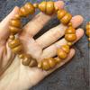 Golden Sandalwood Gourd Prayer Bracelet with Natural Wood Beads - Chinese Style Cultural Ornament