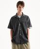 BLACK MOMENT Deep Wash Open Collar Short Sleeve Shirt [Charcoal Black]