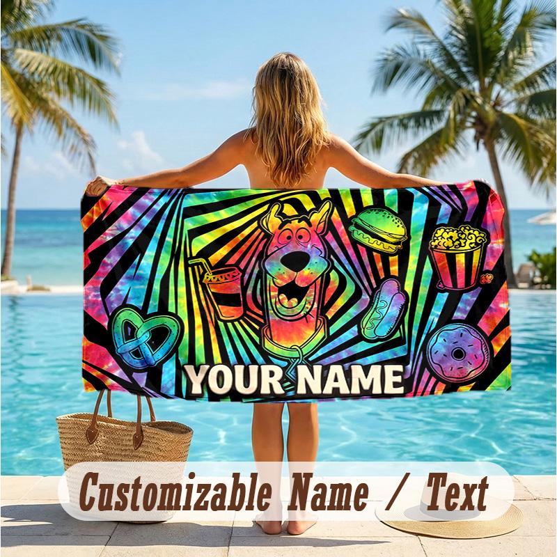 Custom Text Beach Towel, Soft Absorbent Swimming Multi-use TowelScooby-Doo