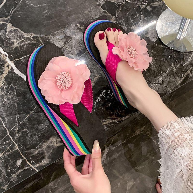 Simple and cute slippers Beach heightening slippers Muffin thick bottom comfortable flip-flops 2025 new
