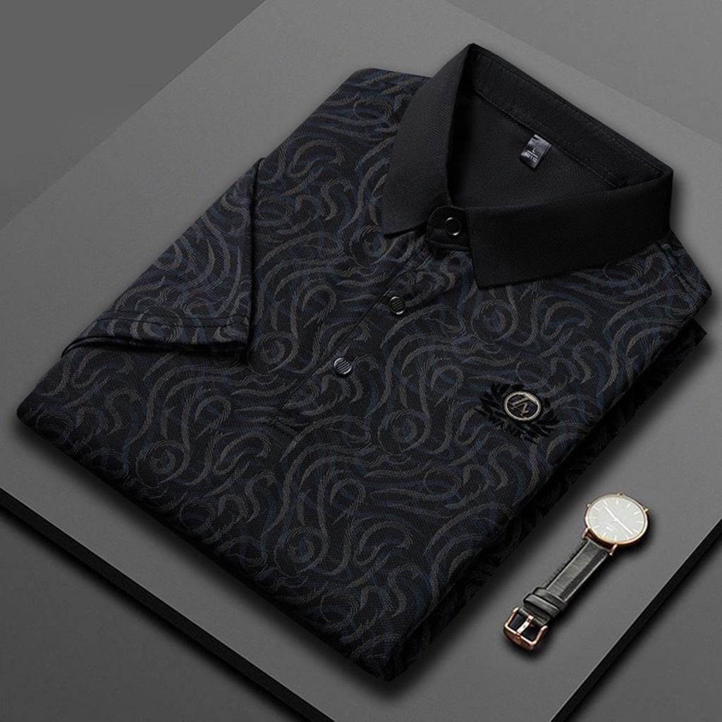 STORN Herren Neues Sommer Business Casual Kurzarm POLO-Shirt Mode Kurzarm Bequem und Atmungsaktiv Oberteil