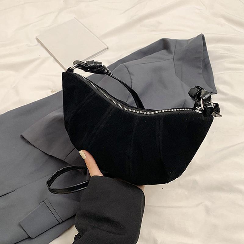 

SCIONE Fashion Niche Underarm Bag Retro Stitching Matte Handbag 2025 New Horn-shaped Versatile Bag Slung Jiaozi Bag чёрный