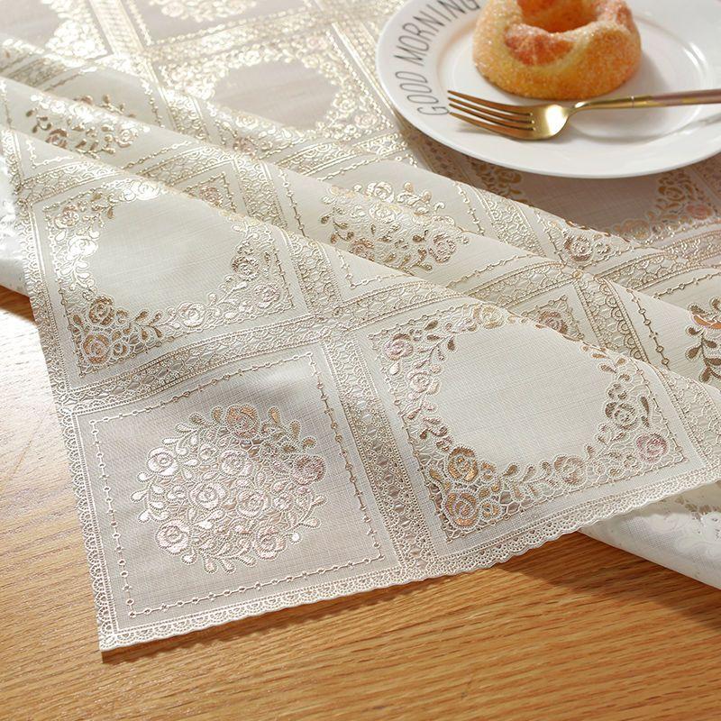 New PVC Tablecloth Waterproof and Oil Resistant Lace Tea Table Mat Tablecloth Tablecloth Bedside Table Cover Cloth