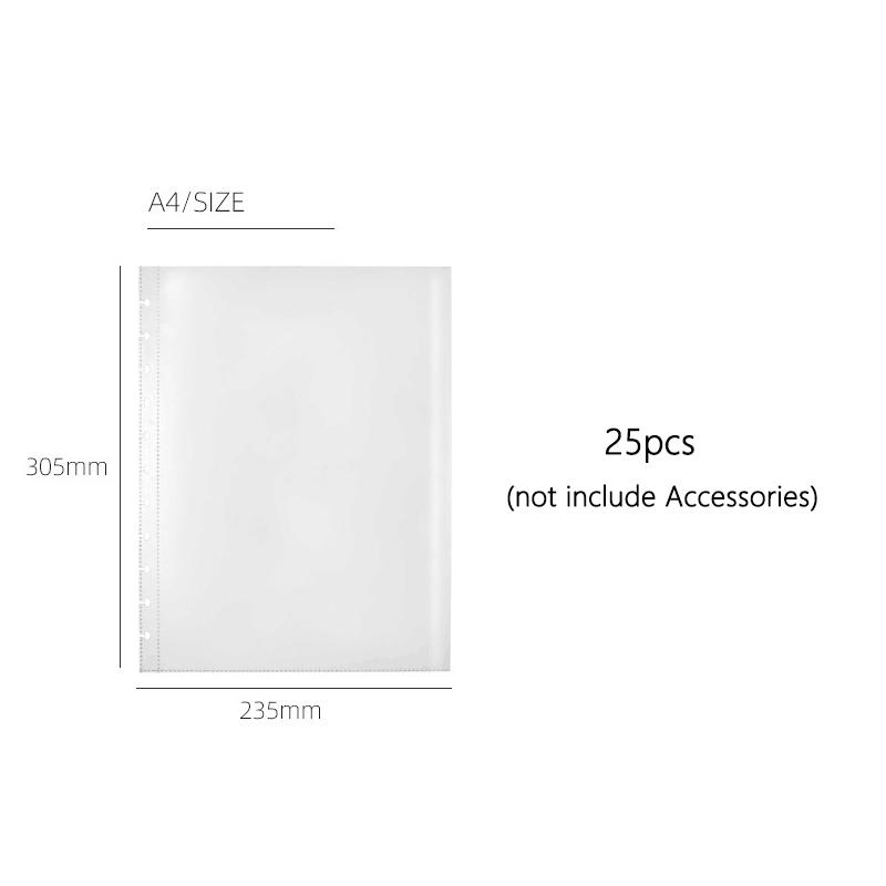 25Pcs A4 A5 Plastic Punched Pockets Folders Filing Mushroom Hole Loose Leaf Documents Sheet Protectors Transparent Folder Bag