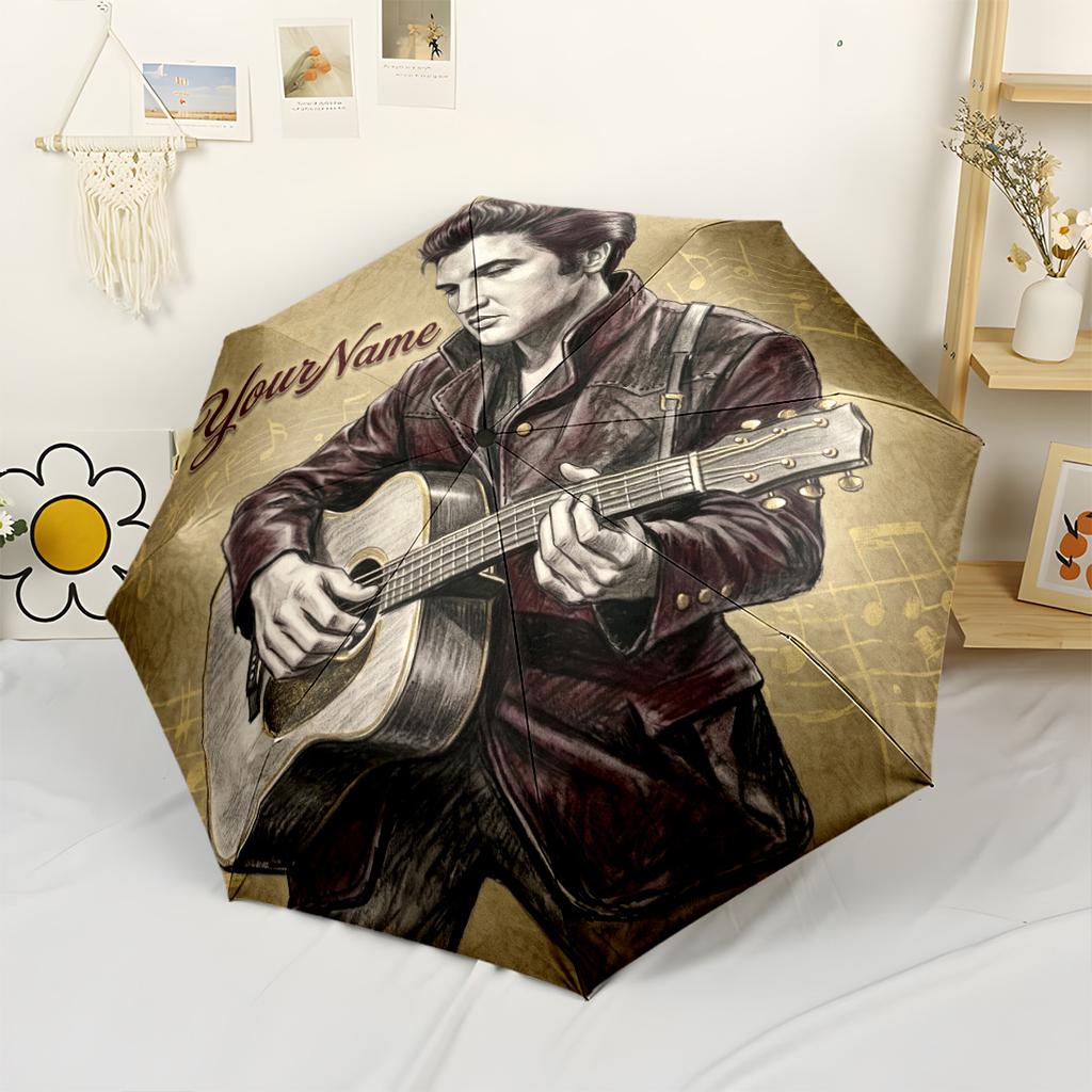 Elvis Customize Text Umbrella Outdoor Automatic Umbrella Retractable Design with 8-Rib Durability Foldable Design for Outdoor Daily Use Elegant