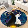 1pc Night Cats Office Round Area Rug, Indoor Mat Suitable ForOffice, Under Office Chairs Bedroom Living Room Home Decor, Room Deco T036
