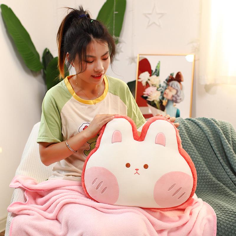 Cute Cartoon 3-in-1 Pillow Blanket: Backrest, Car, Office Nap Essential