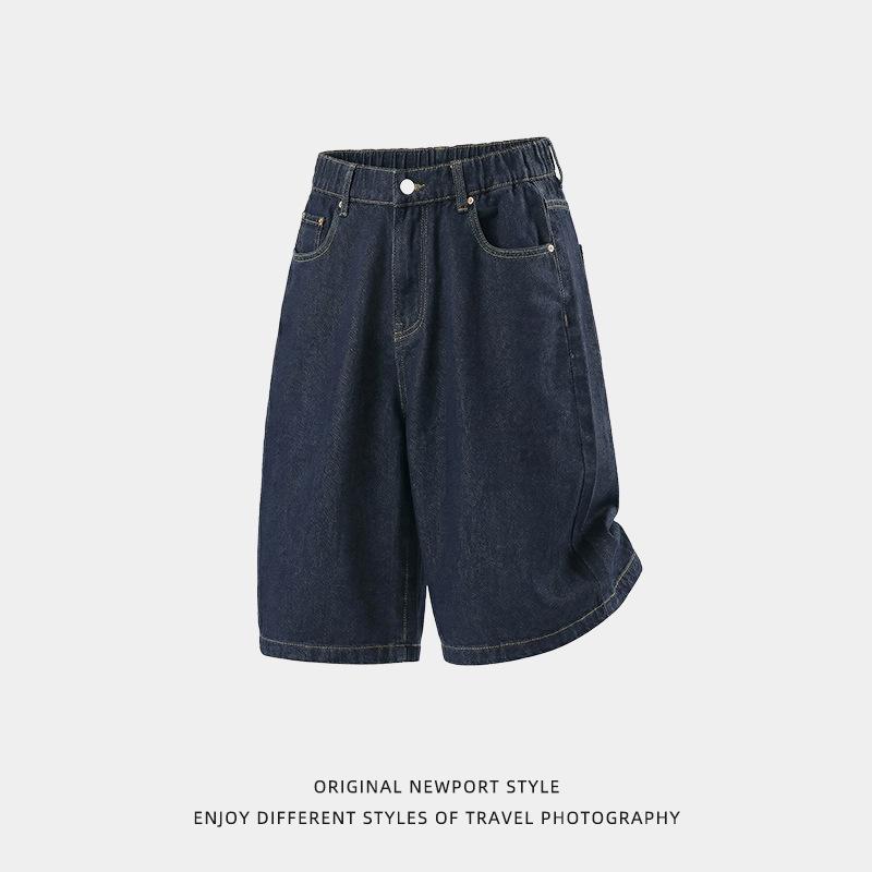 Jeans Casuali Uomo Retro Denim Grezzo Larghi Dritti Sette Punti