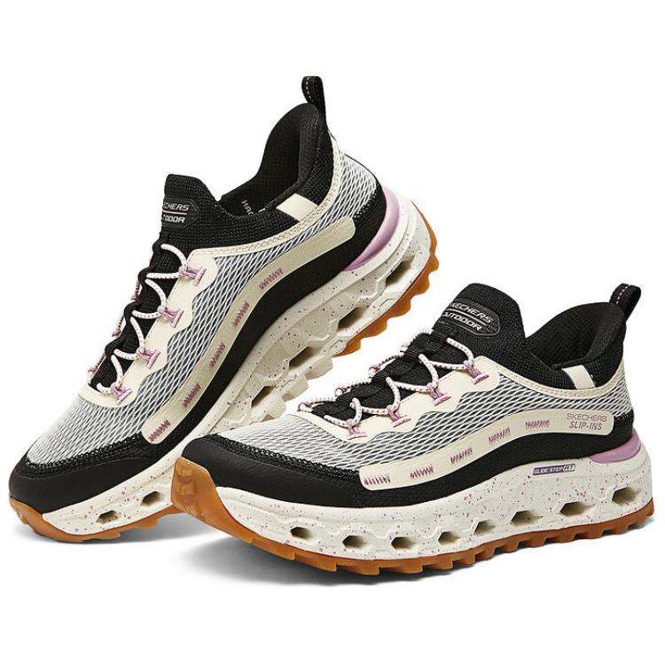Skechers Glide-Step At Comfortable Versatile Low-Top Casual Shoes Women Sneaker Beige Black 180056-NTPK