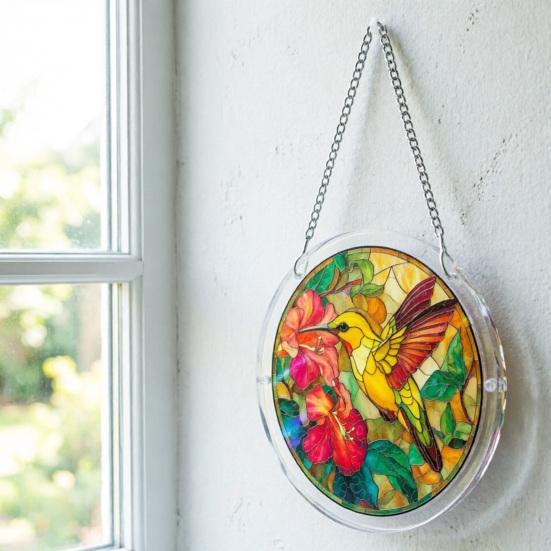Acrylic Jigsaw Puzzle Suncatcher Colorful Stained Glass Style Sun Catcher DIY