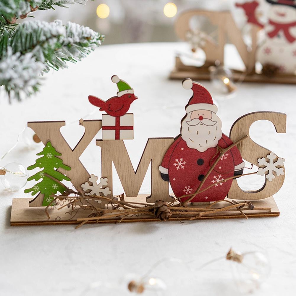 Wooden Santa Claus Snowman Ornaments Christmas Decorations For Xmas Tree Hanging Pendant Table Decor Navidad