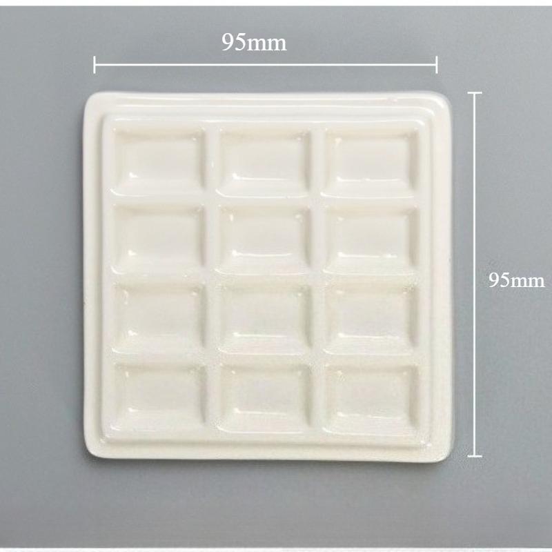 12 Grid Ceramic Color Palette With Cover White Watercolor Mixing Palette Tray Painting Color Pallet Pigment Mixing Plates Artist