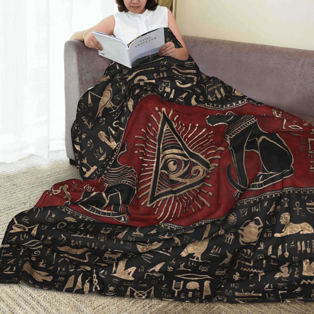 Ancient Egyptian Cats And Eye Of Horus Blankets Breathable Fleece Sofa Throw Blanket for Home Bedroom Throws Bedspread Quilt