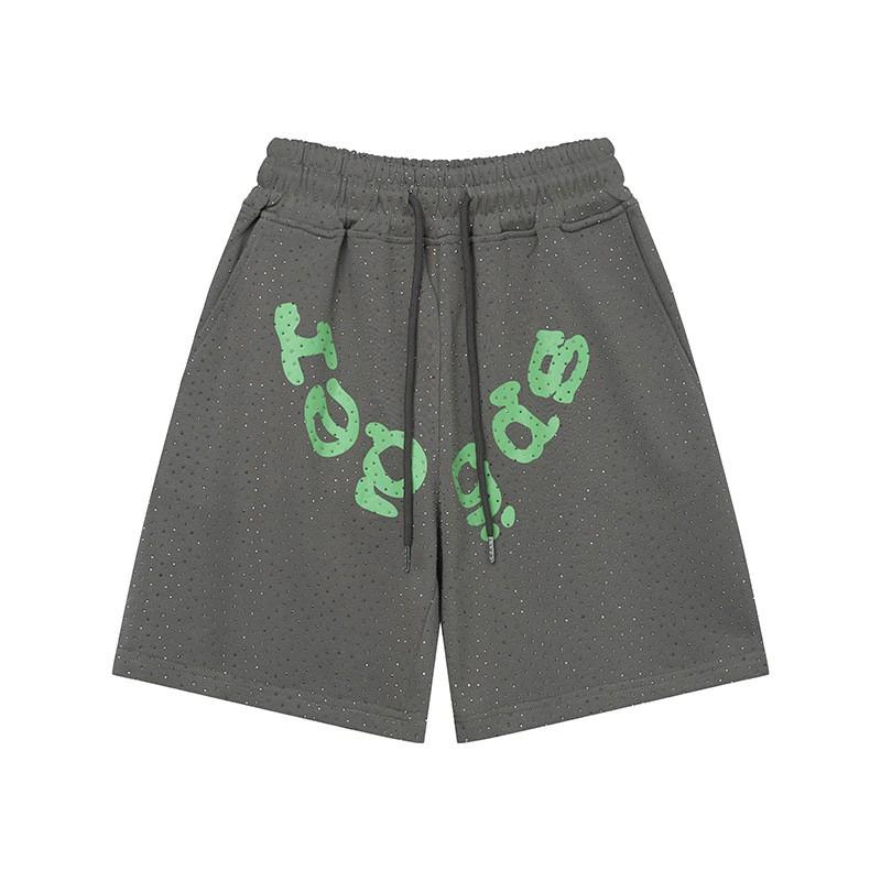 Unisex Streetwear Sparkly Rhinestone Letter Print Short Sleeve Tee Shorts Set Casual Outfit