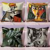 P-Picasso Painting Art Cushion Cover Plush Fabric Soft Double-Sided Printed Sofa Warm Winter Home Gift Pillow Cover