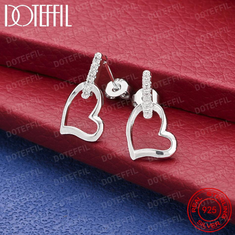 Xiaomi Exquisite 925 Sterling Silver Heart-Shaped Zirconia Earrings for Women, Fashionable Party Wedding Jewelry Party Gift
