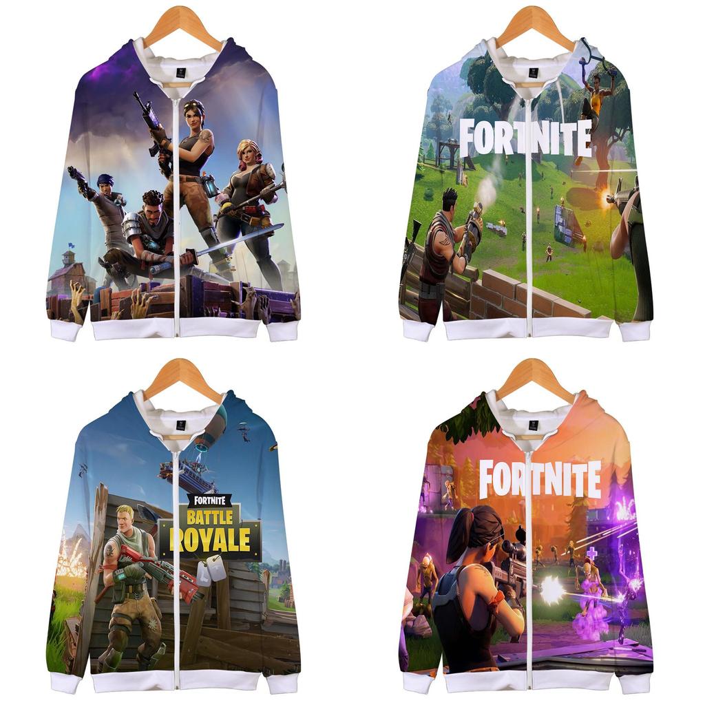 Fortnite Hoodie 3d Print Zipper Sweatshirts Battle Royal Cosplay Costume