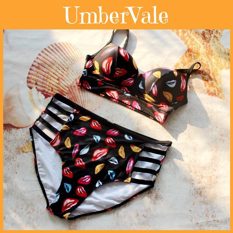 Stylish Women Push Up Padded Plus Size Bikini Set With High Waist Design For Comfort