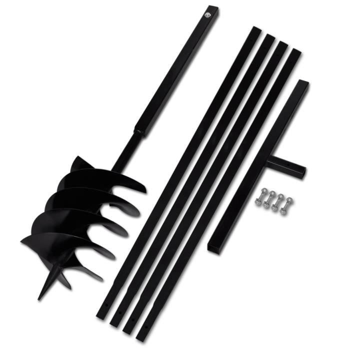 VidaXL Soil Auger with Handle 200 Mm and 5 M Extension Tube Steel