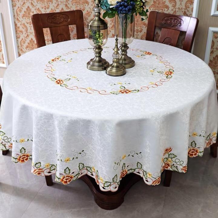 

Крула скатертина Європейський стиль Велика кругла скатертина для столу Побутова готельна кругла скатертина з вишивкою 220cm