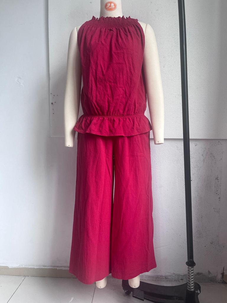 Europäisches & Amerikanisches Damen Retro Bohemian Rüschen Baumwoll-Leinen Zweiteiliges Set für Frühling und Sommer 2026