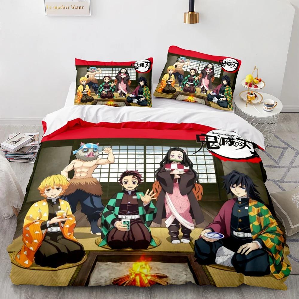 Juego de Cama de Demon Slayer Individual Twin Full Queen King Size Anime Kawaii Juego de Cama Aldulto Niño Dormitorio Juegos de Funda Nórdica 3D