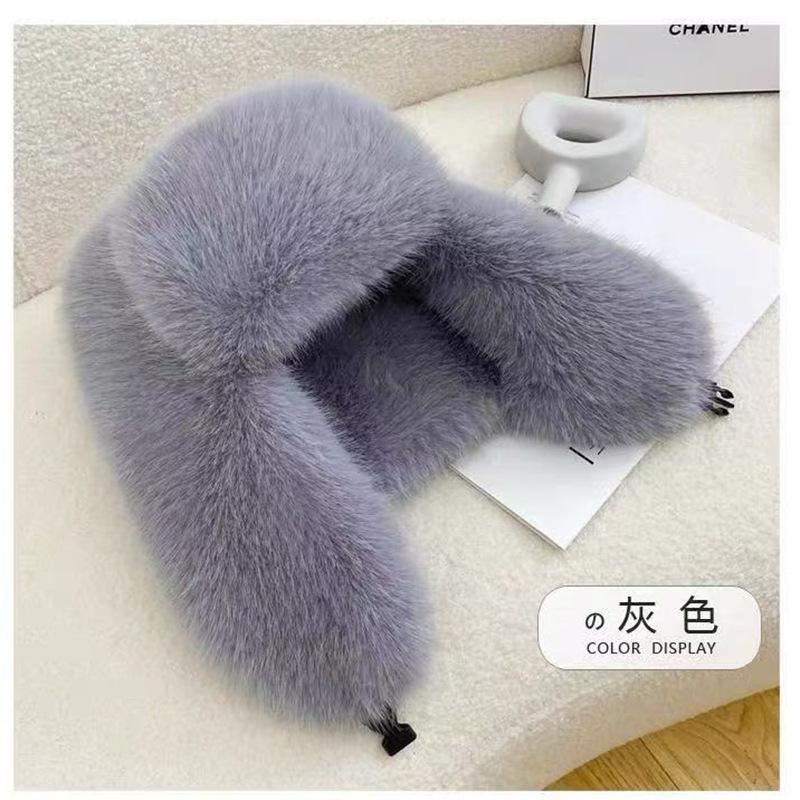 Thickened warm imitation fur snow hat Men's and women's same winter windproof hat Outdoor plush ear protection hat