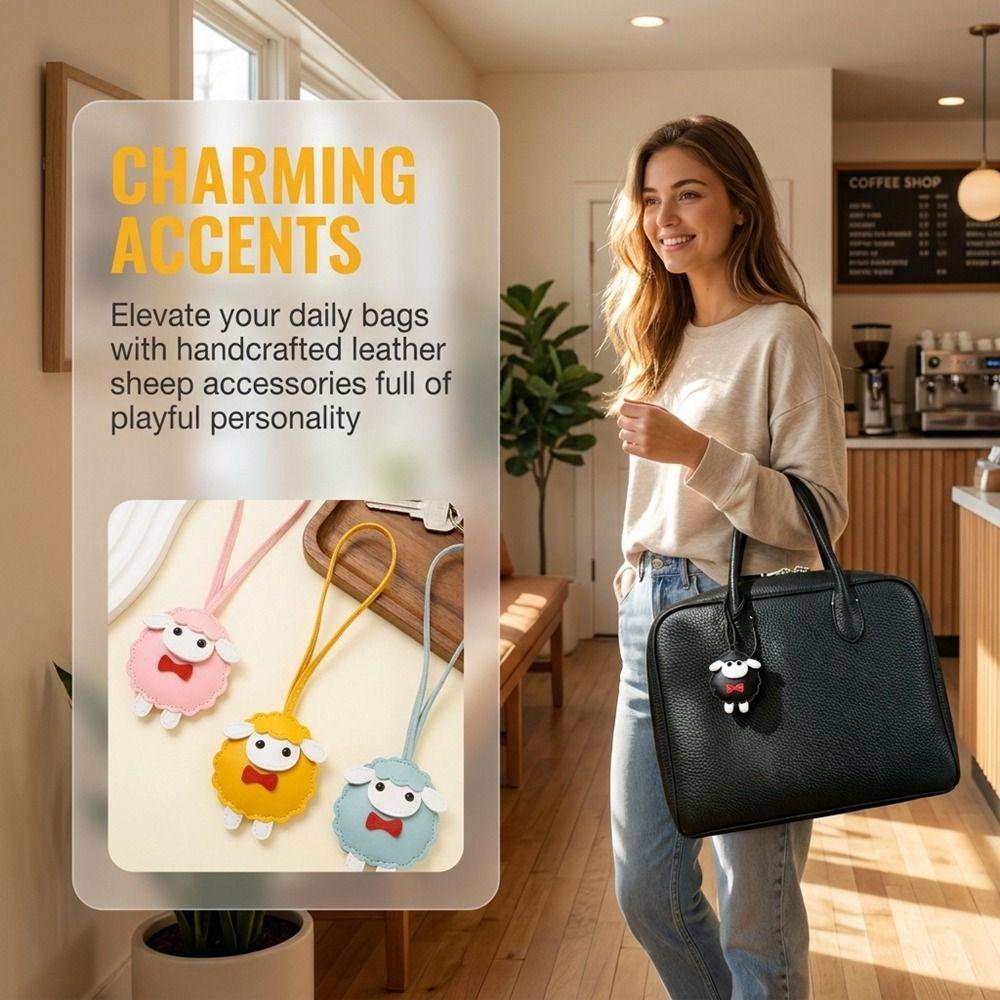 Soft PU Leather Sheep Keychain Cartoon Sheep Bag Charm Trendy Lamb Pendant Keyring Bag Accessories