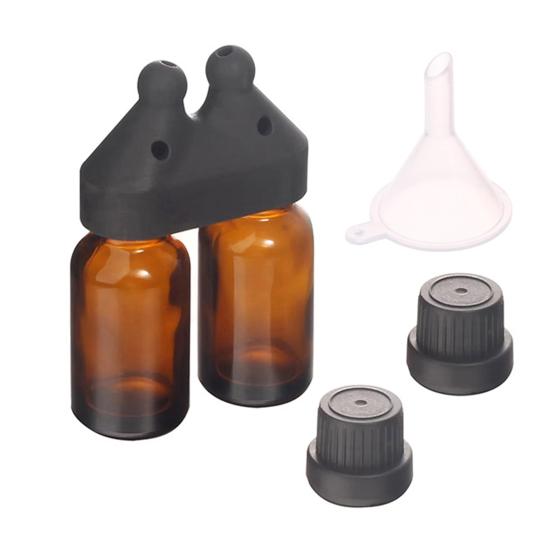 Yousheng 1 Set Essential Oil Inhaler Cap Leak-Proof Empty Essential Oil Perfume Dispenser Bottle Container Double Hole Sniffing Bottle Cap Funnel