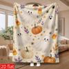 2D Flat 1pc Halloween Ghost Pumpkin Star Leaf Flannel Blanket, Soft And Comfortable with 280GSM, Fun Pattern, Festive Atmosphere Accent, Suitable for 