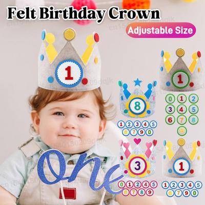 Chapeau d'Anniversaire Chapeau en Feutre d'Anniversaire Princesse Décoration d'Anniversaire Couronne Cosplay d'Halloween Accessoires Photo Fête Prénatale pour Enfants Décoration