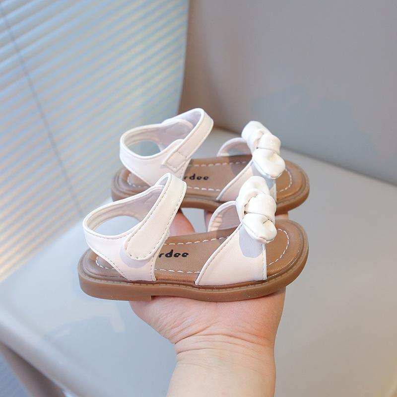 

Girls Sandals Summer New Children s Sandals Soft Bottom Anti slip Princess Shoes Fashion Girls Beach Shoes Bow Girls Shoes 21insole 13.5cm бежевый