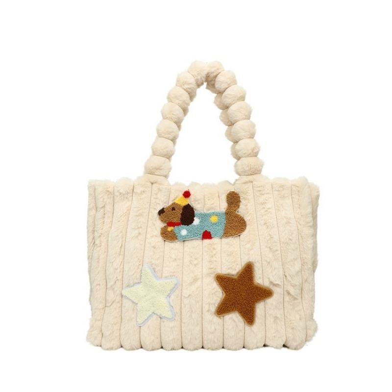 Dachshund Tote Bag Autumn New Cute Girl Shoulder Bag Large Capacity Portable Plush Bag Tide