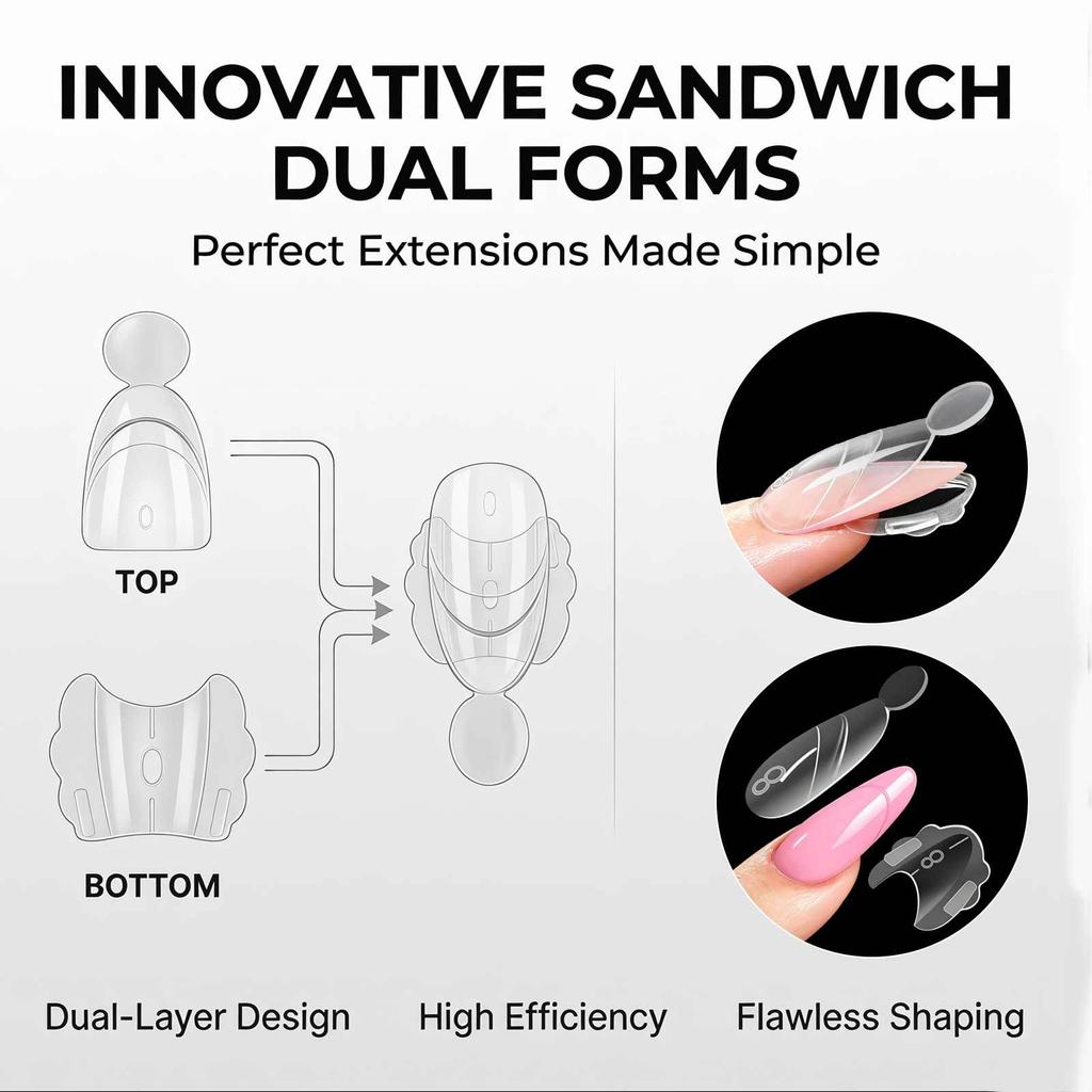 French Manicure Extension Mold Frosted Inner Layer/glossy Outer Layer Paint-free Snap-on Design Built-in C-shaped Curve Professional Nail Shaping Tool