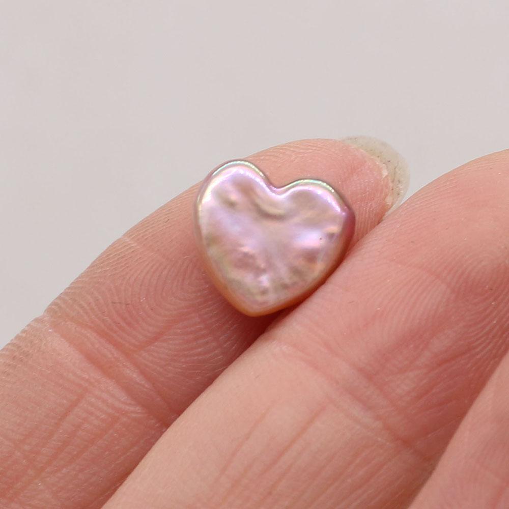 1Pc, Purple Natural Shell Beads Without Hole, Romanticism Style Handmade Heart Loose Beads, 1.2-1.3cm, for DIY Jewelry Making or Home Decor Women Gift