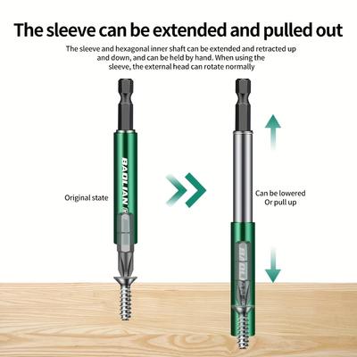 Heavy-Duty Magnetic Drill Bit Extension Rod Durable Metal Construction for Tight Spaces & Precision Drilling, No Power Required