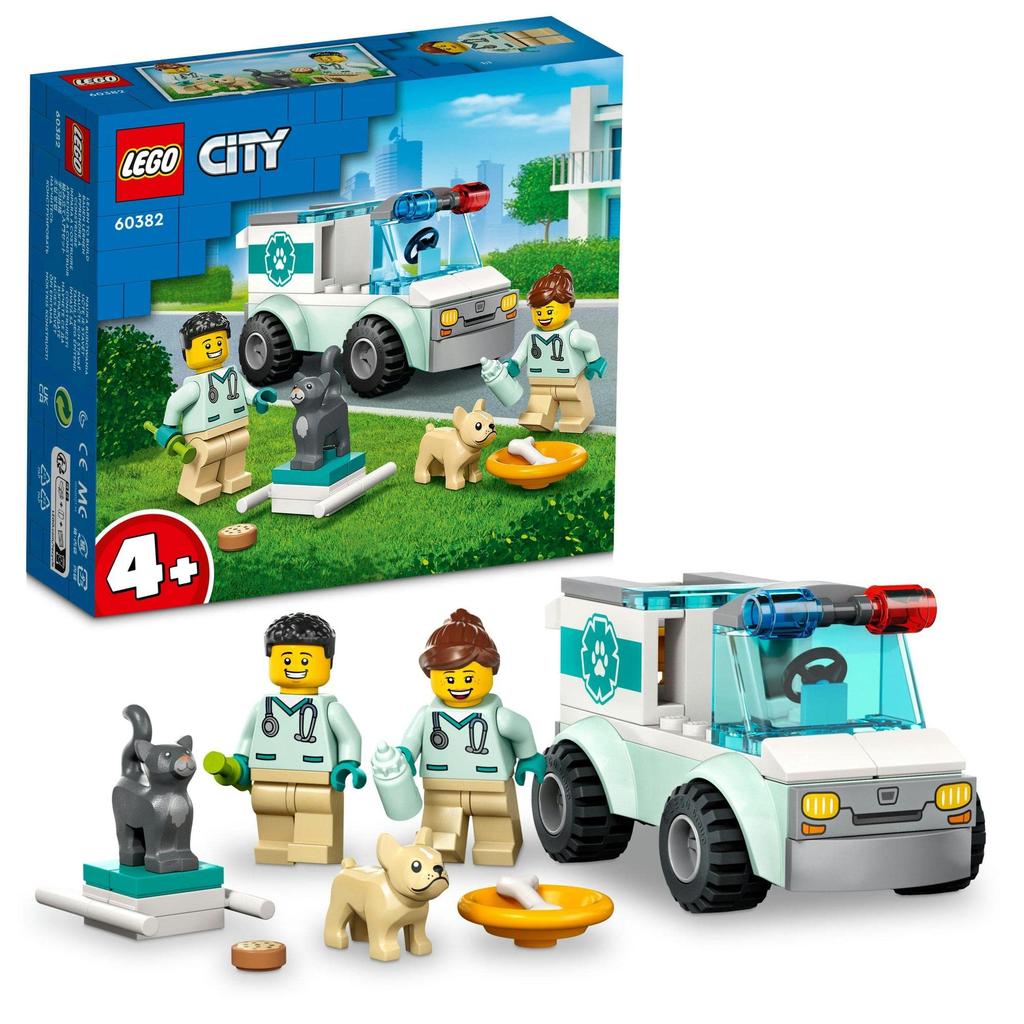 LEGO City Tierrettungswagen 60382, ein Bausteingeschenk für Jungen und Mädchen ab 4 Jahren.
