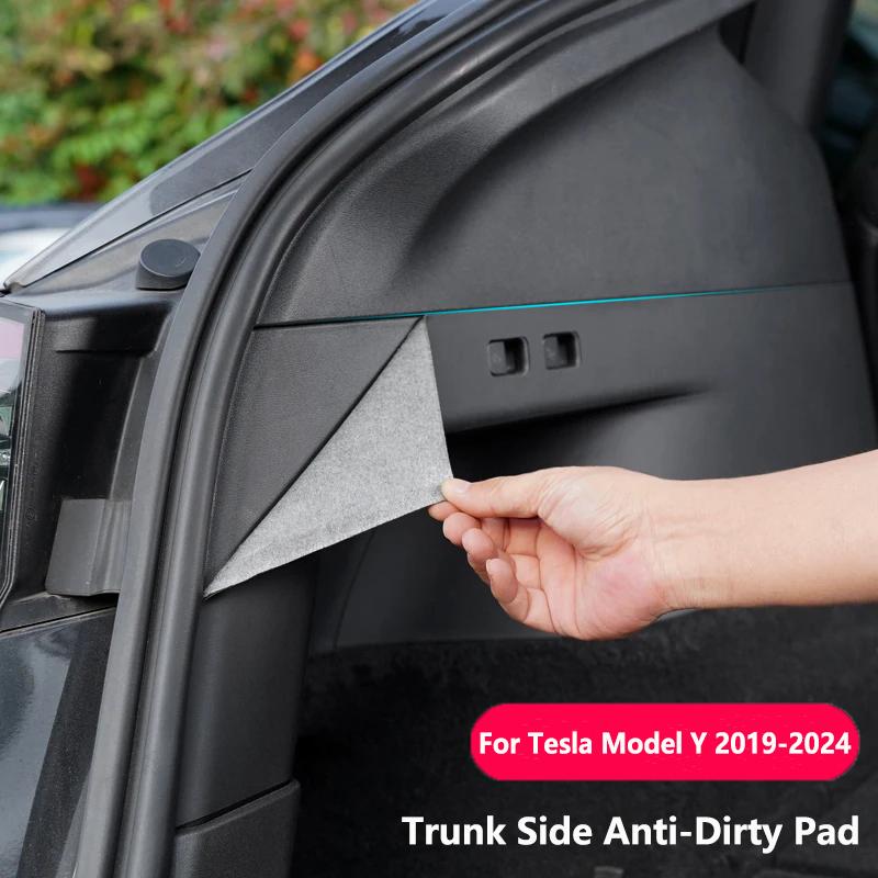 For Tesla Model Y 2019-2024 Rear Trunk Both Side Guards Sticker Trunk Anti-Kick Pads Protection Cover Car Interior Accessories