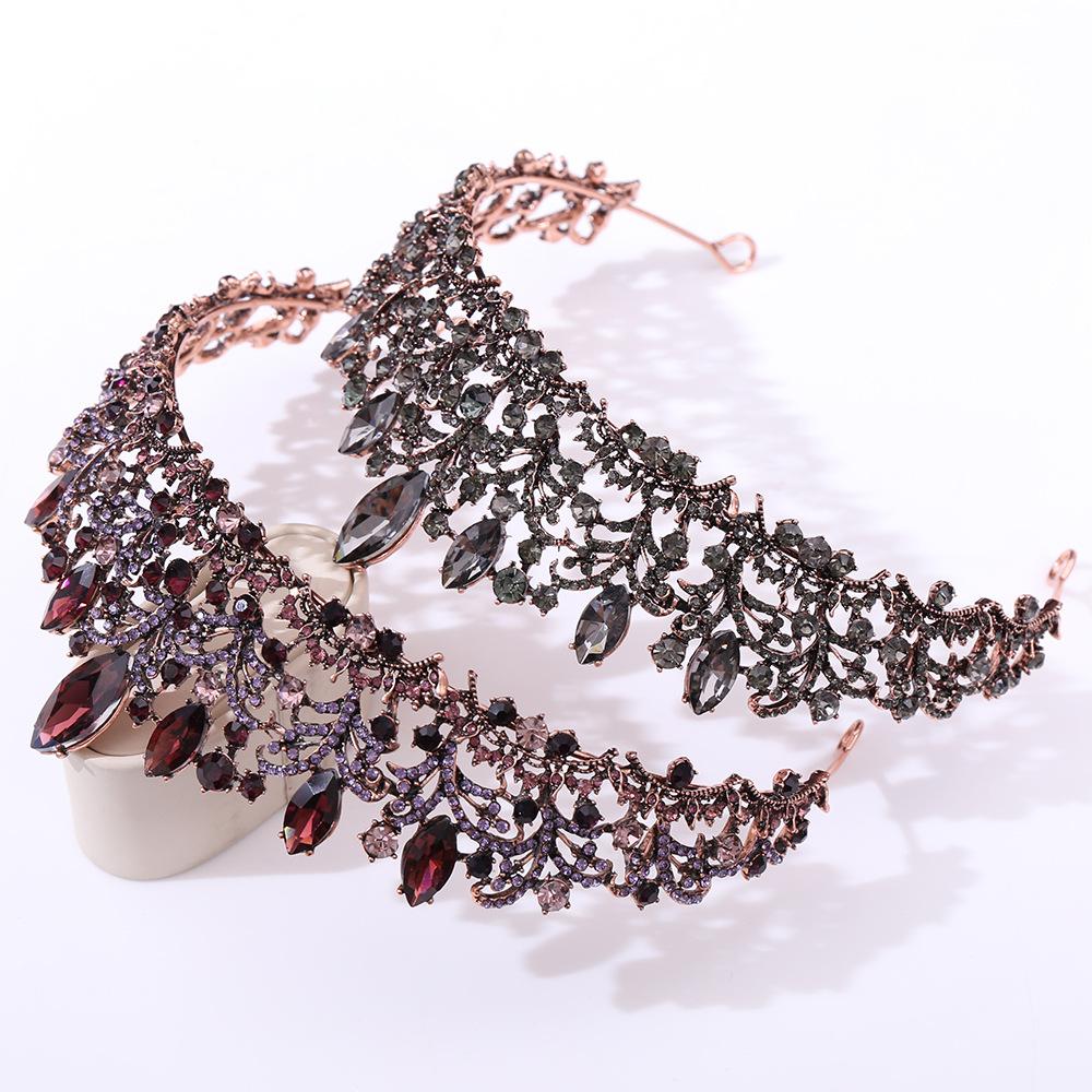 Coroană barocă violet negru retro rochie coroană cristal diamant mireasă diademă nuntă
